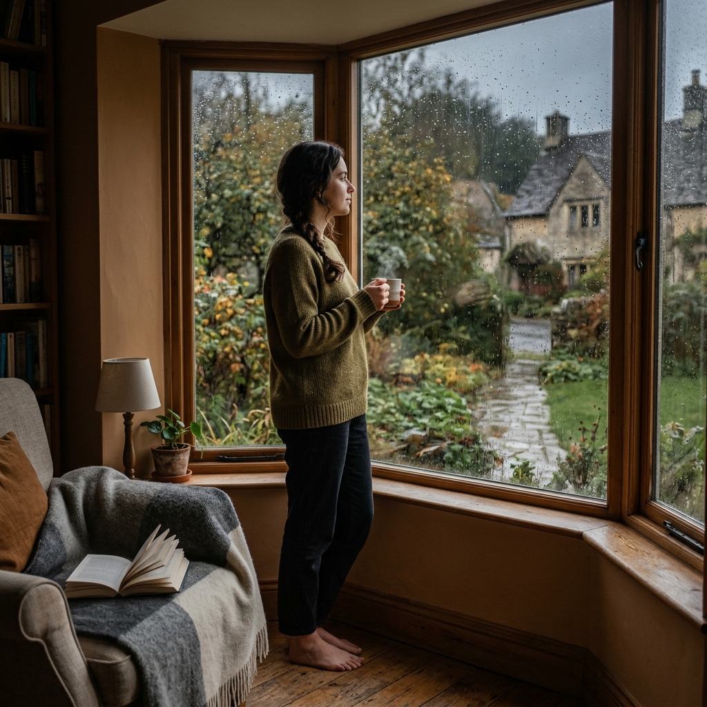 A person looking out a window enjoying solitude